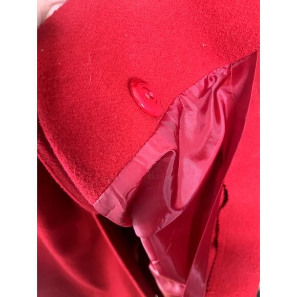 Vintage AndreA II women's wool red lined long trench coat Size 16 - Picture 8 of 16
